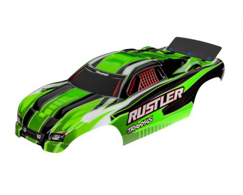 Traxxas TRX3750G Body, Rustler (past ook op Rustler VXL), groen (geverfd, emblemen aangebracht, geas