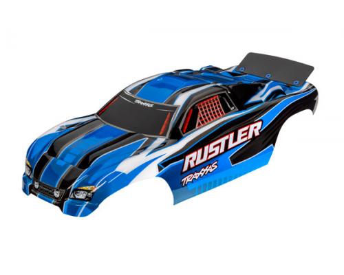 Traxxas TRX3750X Body, Rustler (past ook op Rustler VXL), blauw (geverfd, emblemen aangebracht, geas