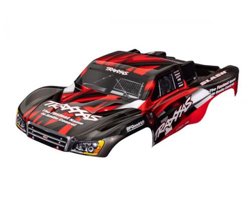 Traxxas TRX5851 Body, Slash 2WD (past ook op Slash VXL & Slash 4X4), rood (geverfd, emblemen aangebr