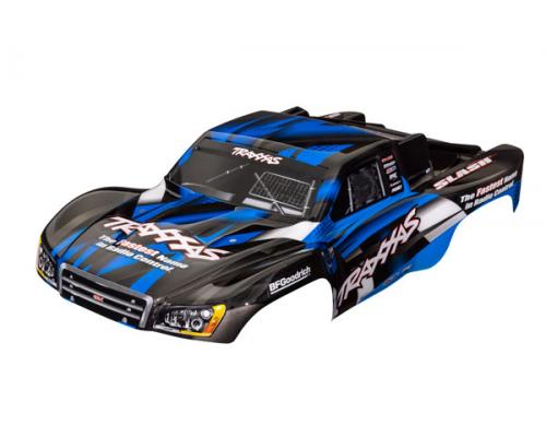 Traxxas TRX5851X Body, Slash 2WD (past ook op Slash VXL & Slash 4X4), blauw (geverfd, emblemen aange