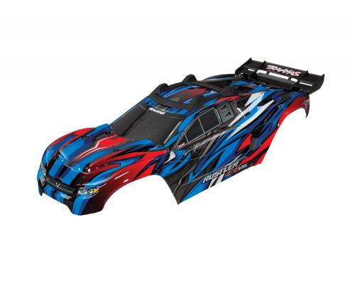 Traxxas TRX6717A Body, Rustler 4X4 VXL, blauw / venster, grill, lichten decals (geassembleerd met vo