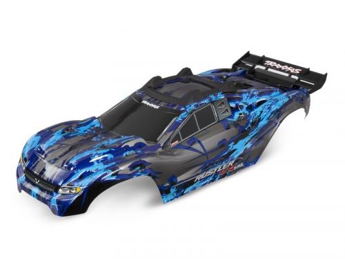 Traxxas TRX6717X Body, Rustler 4X4, zilver / raam, grille, verlichting stickerblad (gemonteerd met m