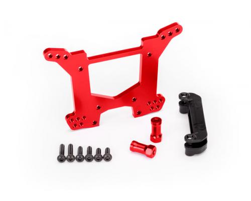 Traxxas TRX6738R Schokbreker toren, achter 7075-T6 aluminium (rood-geanodiseerd) (1) / opbouwbeugel