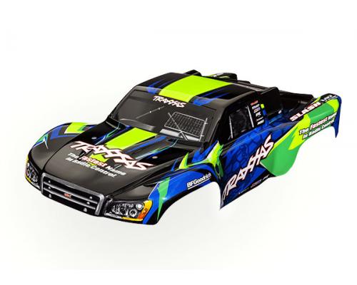 Traxxas TRX6812G Body, Slash VXL 2WD (past ook op Slash 4X4), groen en blauw (geverfd, emblemen aang