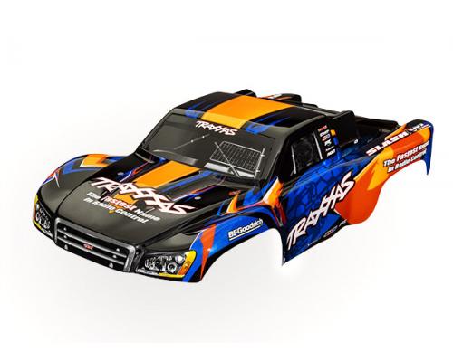 Traxxas TRX6812T Body, Slash VXL 2WD (past ook op Slash 4X4), oranje en blauw (geverfd, emblemen aan