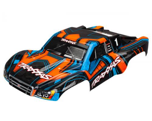 Traxxas TRX6844 Body Slash 4X4 oranje met blauw (geschilderd + sticker)