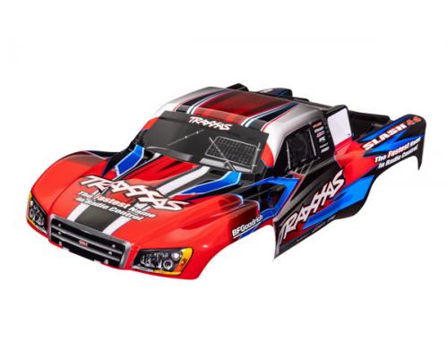 Traxxas TRX6928R Body, Slash 4X4 (past ook op Slash VXL & Slash 2WD), rood en blauw (geverfd, emblem