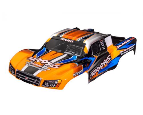 Traxxas TRX6928T Body, Slash 4X4 (past ook op Slash VXL & Slash 2WD), oranje en blauw (geverfd, embl