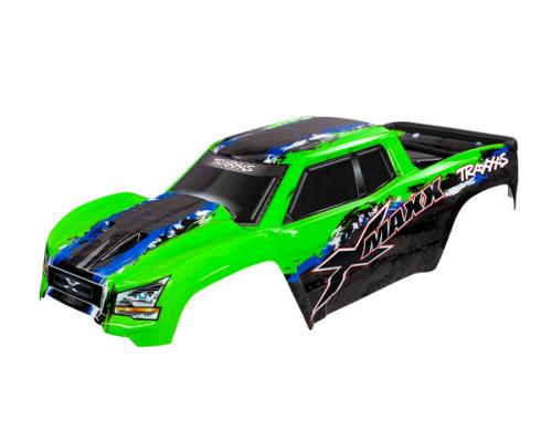 Traxxas TRX7811G Body, X-Maxx, groen (geverfd, stickers aangebracht) (gemonteerd met carrosseriesteu