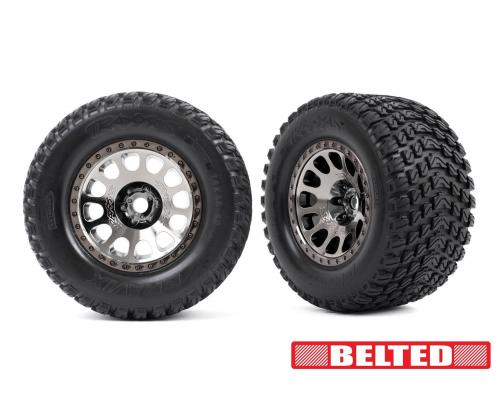 Traxxas TRX7862X Tires & wheels, assembled, glued (XRT Race black chrome wheels, Gravix belted tires