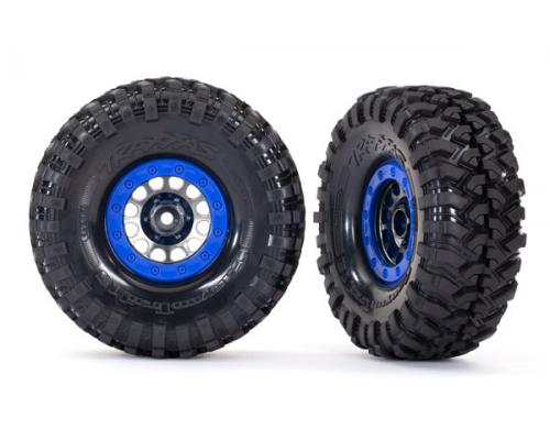 Traxxas TRX8182 Banden en wielen, gemonteerd, gelijmd (Method 105 1.9\" zwart chroom, blauwe velgen i