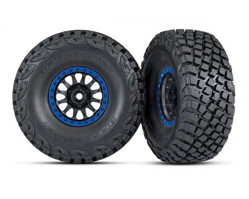 Traxxas TRX8474X Banden en wielen, gemonteerd, gelijmd (Method Racing-wielen, zwart met blauwe beadl