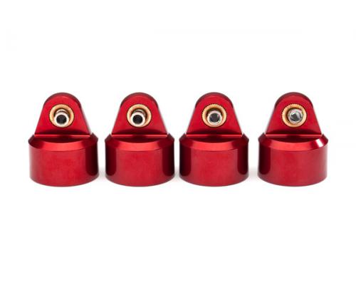 Traxxas TRX8964R Schokbreker caps, aluminium (rood geanodiseerd), GT-Maxx schokbrekers (4)