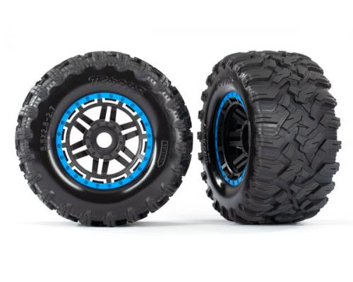 Traxxas TRX8972A Banden en wielen, geassembleerd, gelijmd (zwarte, blauwe beadlock-achtige wielen, M