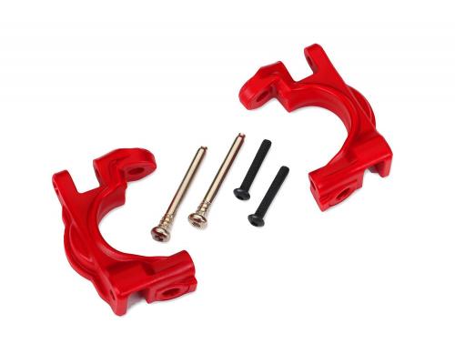 Traxxas TRX9032R Caster blokken (c-hubs), extreem zwaar, rood (links & rechts)/ 3x32mm scharnierpenn