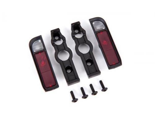 Traxxas TRX9122 Achterlichtbehuizing, zwart (2) / lens (2) / houders (links en rechts) / 2,6x8 BCS (