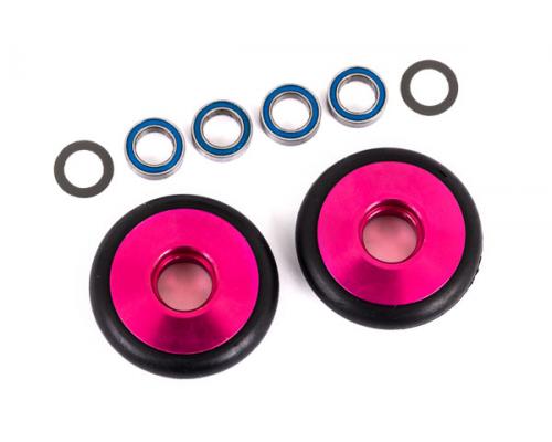 Traxxas TRX9461P Wielen, wheelie bar, 6061-T6 aluminium (roze geanodiseerd) (2)/ 5x8x2.5mm kogellage