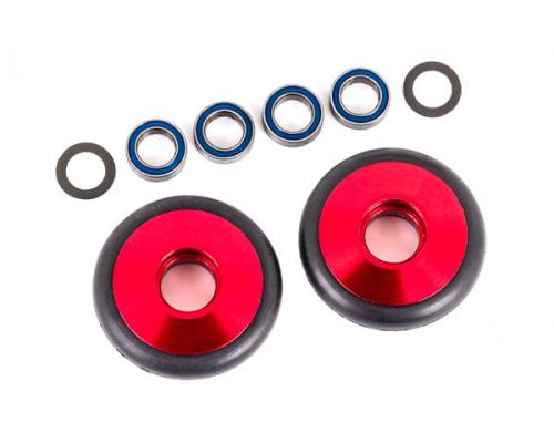 Traxxas TRX9461R Wielen, wheelie bar, 6061-T6 aluminium (rood geanodiseerd) (2)/ 5x8x2.5mm kogellage