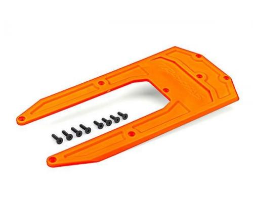 Traxxas TRX9623T Skidplate, chassis, oranje (past op Sledge)