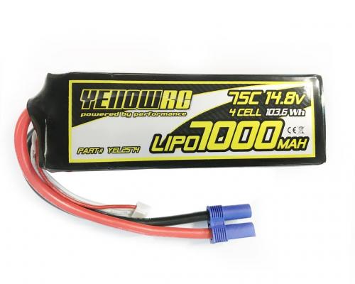 7000mAh 14,8V 4S 75C EC5, YEL2574 Yellow-RC